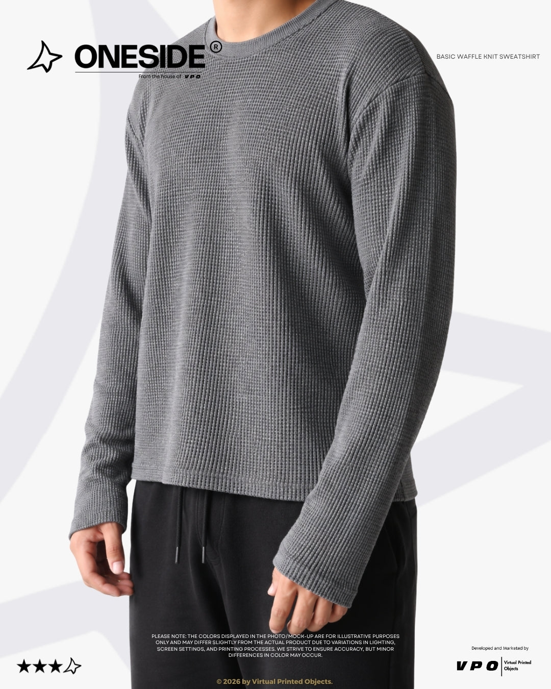 BASIC NO LOGO WAFFLE KNIT SWEATSHIRT