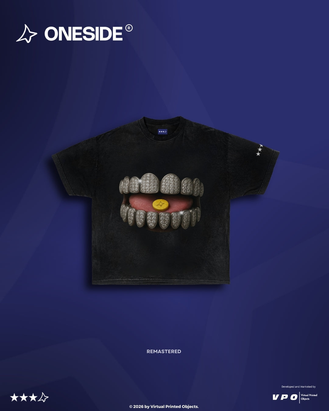 ONESIDE GRILL PRINTED STONE WASHED OVERSIZED TEE