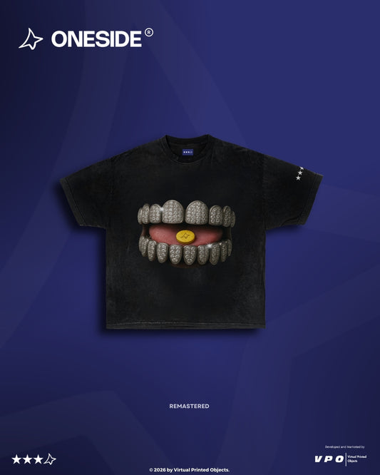 ONESIDE GRILL PRINTED STONE WASHED OVERSIZED TEE