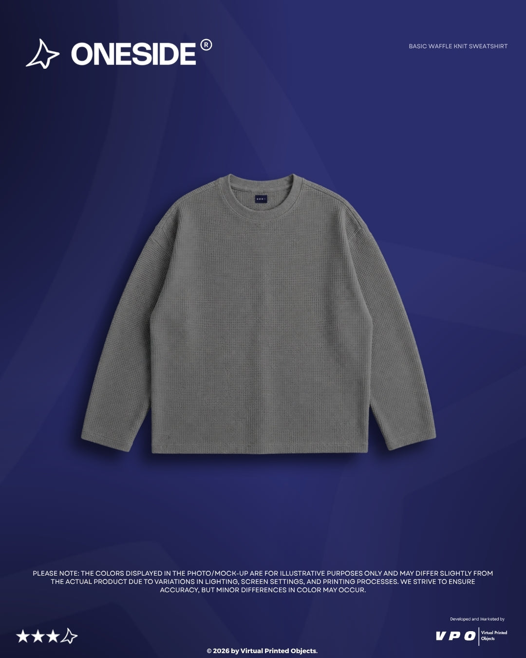 BASIC NO LOGO WAFFLE KNIT SWEATSHIRT
